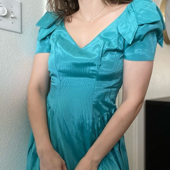 Vintage House of Bianchi Disco Formal Prom Dress Size 2 Full Skirt Fitted Waist‎ - Picture 5 of 5